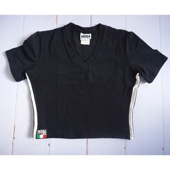Moda Prima V-Neck Cropped Shirt, Size M - Picture 1 of 5